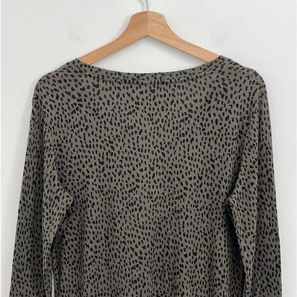 Rails Colby Linen-Blend Scoop Neck Long Sleeve Tee Olive Mini Spotted - Small - Picture 5 of 10